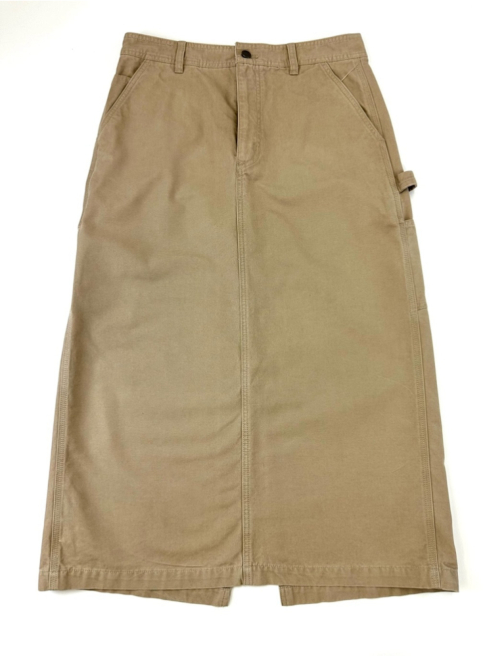 Aritzia TNA Greenwich Utility Maxi Skirt Cotton Canvas Size 10 Tan Workwear